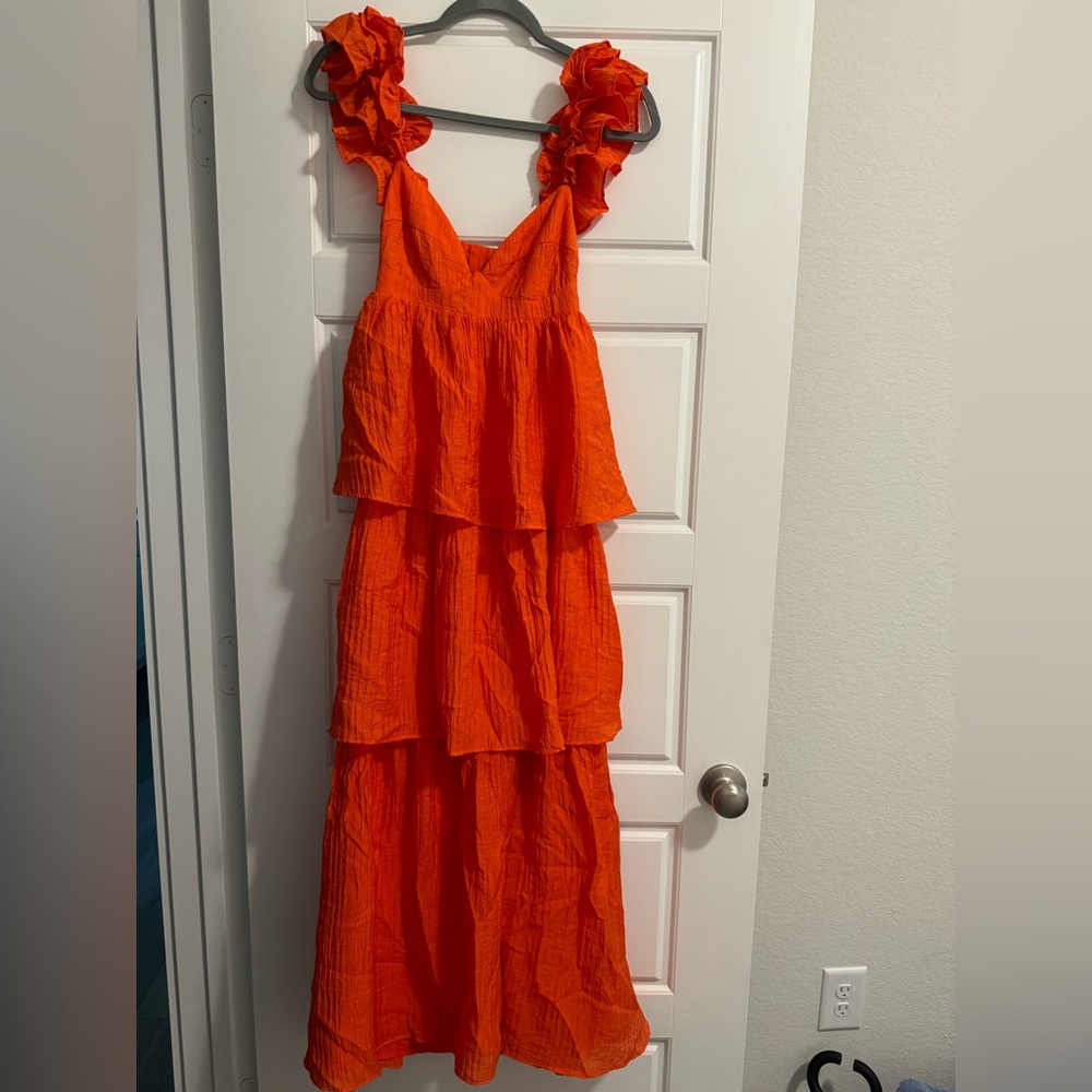Orange Tropical Maxi Dress